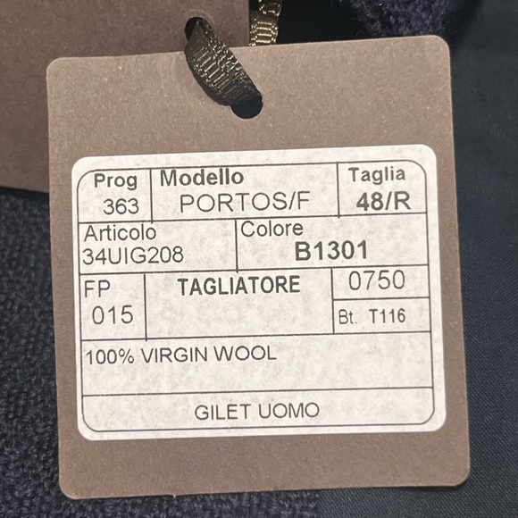 Tagliatore Double Breasted Wool Vest Navy Blue Size 48R Made in Italy - Picture 5 of 10